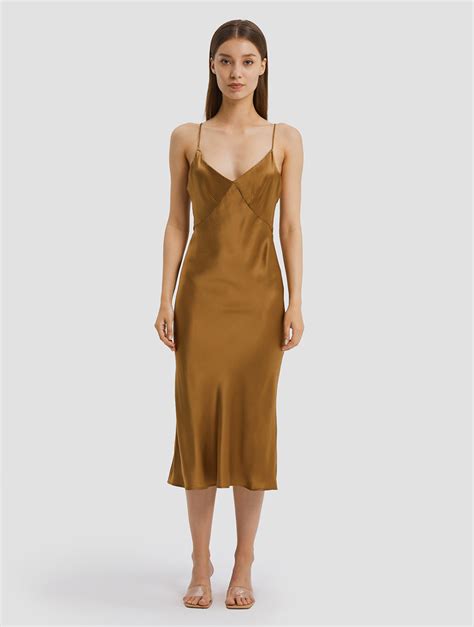 Low Back Midi Silk Slip Dress | Women Dresses | Lattelier Store