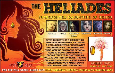 The Heliades were the daughters of sun god Helios in Greek mythology. When their brother ...