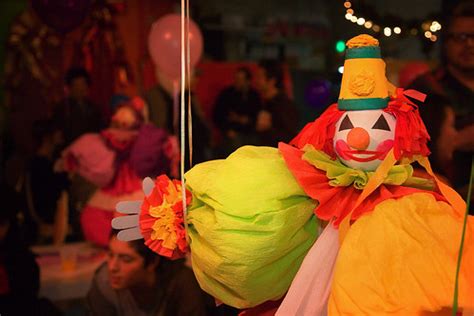 Crepe Paper Clown holding balloons, party room | Buz Carter | Flickr