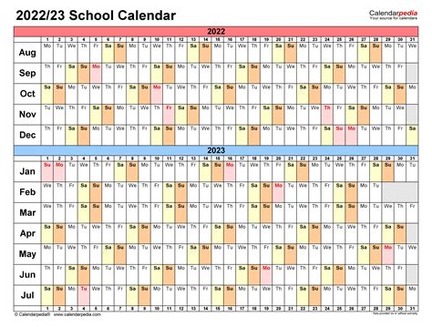 2022 Calendar With School Holidays