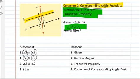 Geometry LT 4a Converse of Proofs of Angle Relationships with Parallel ...