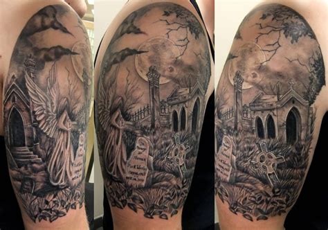 Cemetery Tattoo Designs | Graveyard Scene Tattoo - 2013/05/11 - Tattoo #1599 ~ Semar88.Com ...