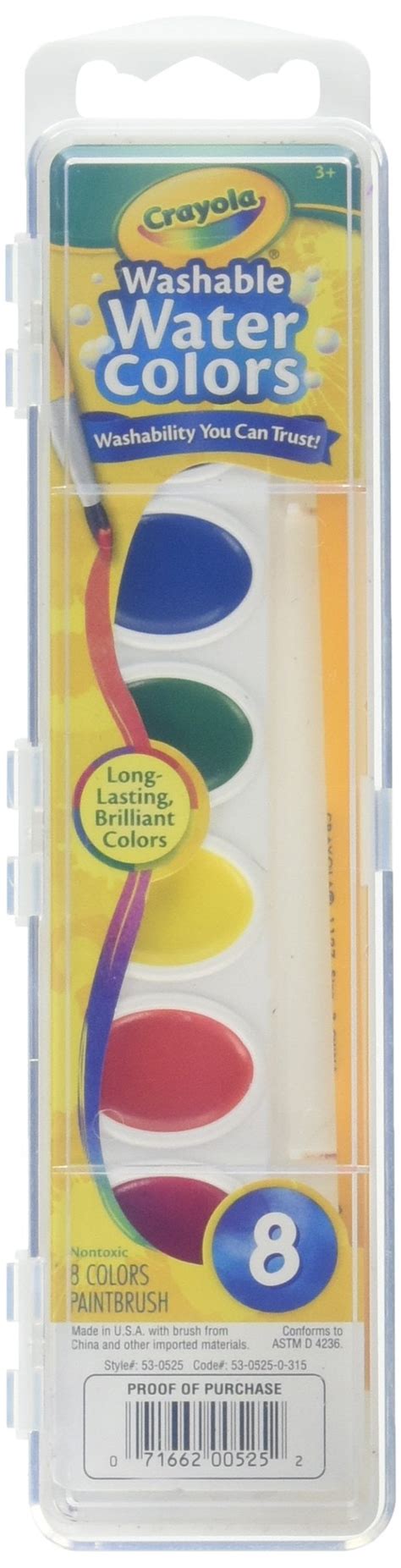 Crayola Watercolor Paints Washable 8 Primary Colors, Pack Of 2 ...