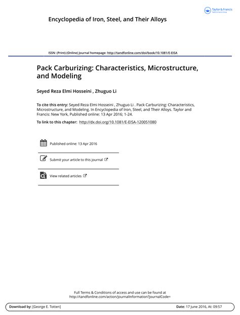 (PDF) Pack Carburizing: Properties, Microstructure and Modeling