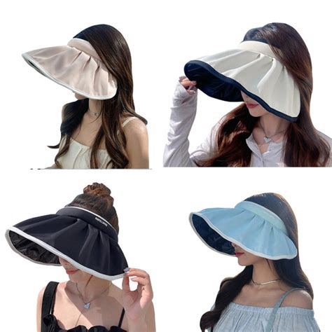 Women Summer Hat Foldable SunHat With Ponytail Hole Women Visors Hat ...