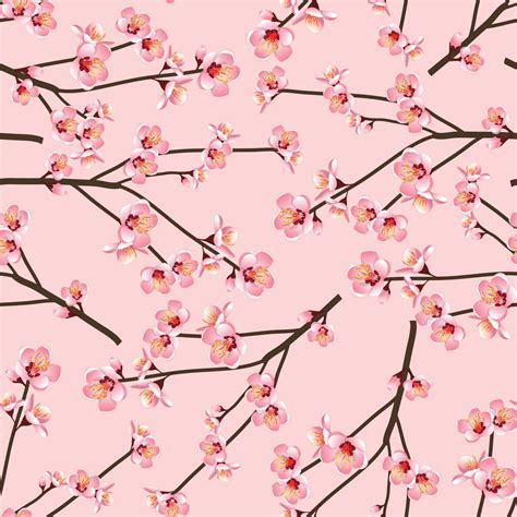 Momo Peach Flower Blossom Seamless on Pink Background 5125399 Vector Art at Vecteezy