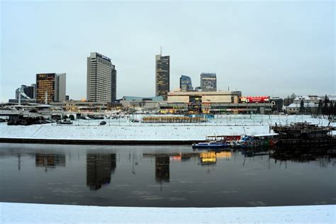 Vilnius Winter Skyscrapers Morning Time Panorama Editorial Photography - Image of landmark ...