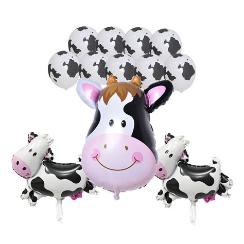 12pcs Animal Cow Latex Balloons Cow Helium Foil Balls Birthday Party Decoration Farm Animals ...