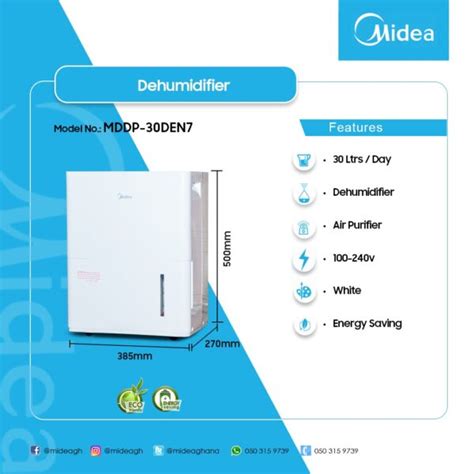 MIDEA-30LTR-DEHUMIDIFIER-MDDP-30DEN7 - Electroland