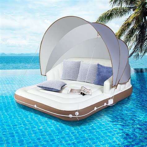 Costway Canopy Inflatable Pool Float Lounge Swimming Raft - Walmart.com - Walmart.com