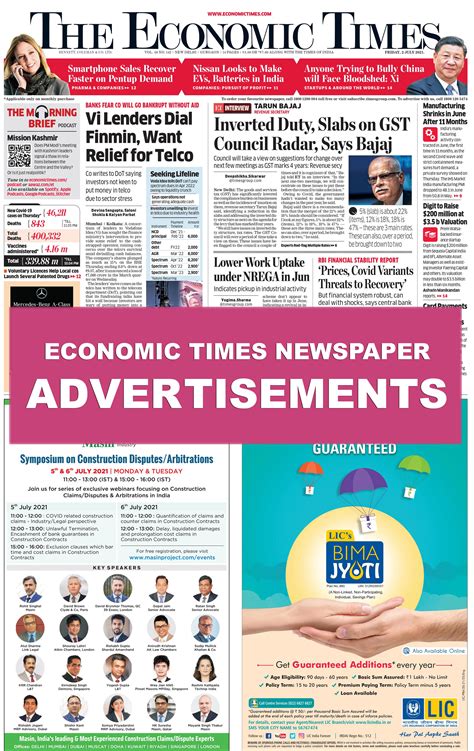 Economic Times Newspaper Ads Online Booking | ET Classified & Display Ads