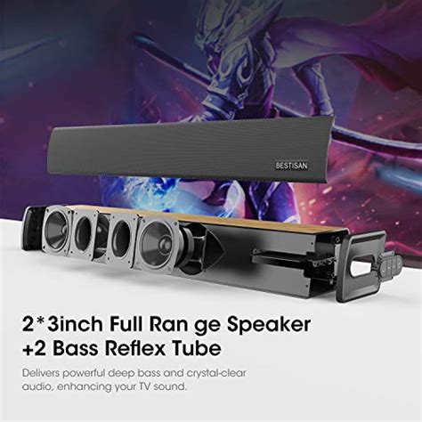 Soundbar Bestisan Bluetooth TV Sound Bar 60W 24-Inch with 3 Equalizer ...