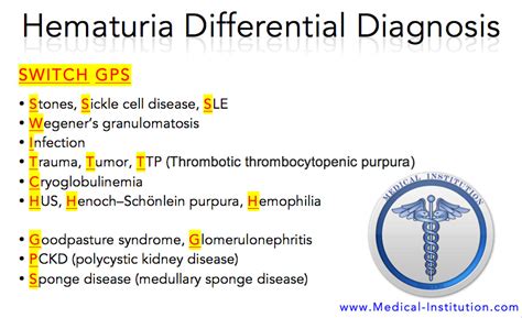 Hematuria Differential Diagnosis - USMLE Step 2 CS Mnemonics | Medical Institution