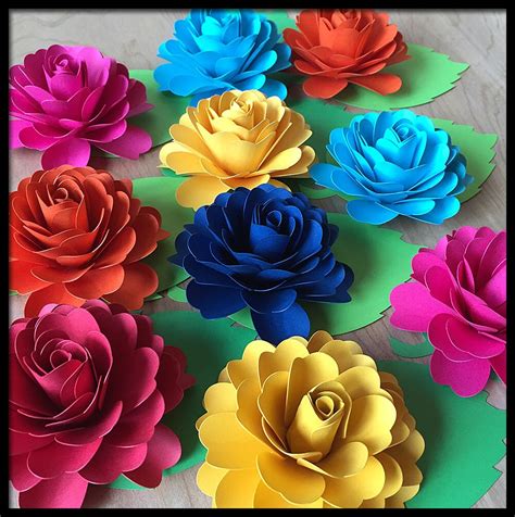 Fiesta Party Decorations 10 Paper Flowers With Leaves