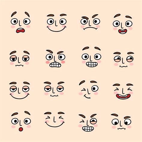 Facial mood expression icons set 429819 Vector Art at Vecteezy