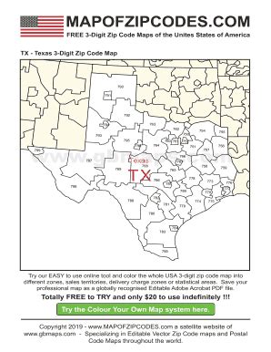 3 Digit Zip Code Map Texas - Fill Online, Printable, Fillable, Blank ...