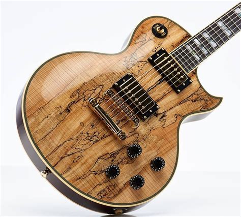 This is a custom shop Prestige Spalted Flame Maple featuring block inlays, Seymour Duncan ...