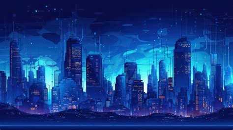 Premium Photo | Cyberpunk city blue wallpaper for desktop background ...