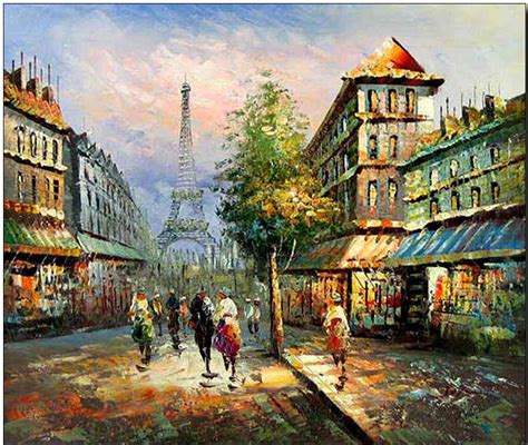 Paris Street oil painting,Cities oil painting Paris Eiffel Tower 9