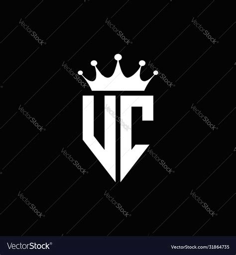 Vc logo monogram emblem style with crown shape Vector Image