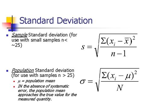 Chapter 4 Statistics Standard Deviation n Sample Standard