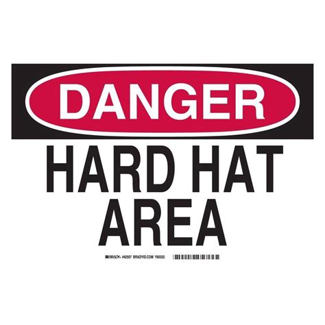 Brady 10 In. X 14 In. Plastic Danger Hard Hat Area Osha Safety Sign ...