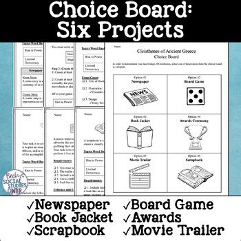 Cleisthenes Ancient Greece Choice Board Projects | TPT