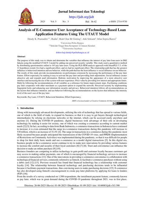 (PDF) Analysis of E-Commerce User Acceptance of Technology-Based Loan Application Features Using ...