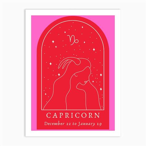 Capricorn Red Art Print by Moo & May Studio - Fy