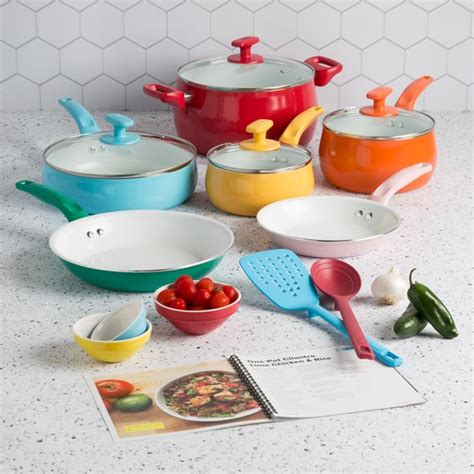 Tasty Ceramic Titanium-Reinforced Non-Stick Cookware Set, Multicolor, 16 Piece - Walmart.com in ...