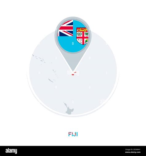 Fiji map and flag, vector map icon with highlighted Fiji Stock Vector ...