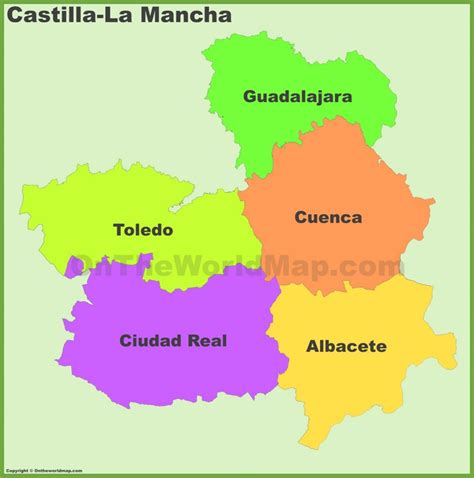 Castilla-La Mancha provinces map - Ontheworldmap.com