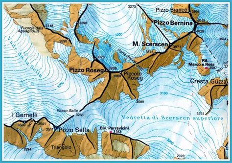 Piz Bernina map : Photos, Diagrams & Topos | Piz bernina, Bernina, Artwork