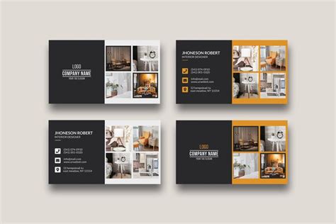 the interior design business card is designed to look like it has been ...