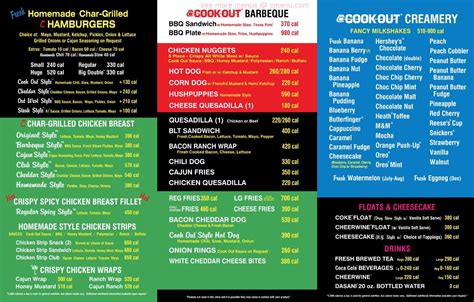 Menu at Cook Out restaurant, Hampton, W Mercury Blvd