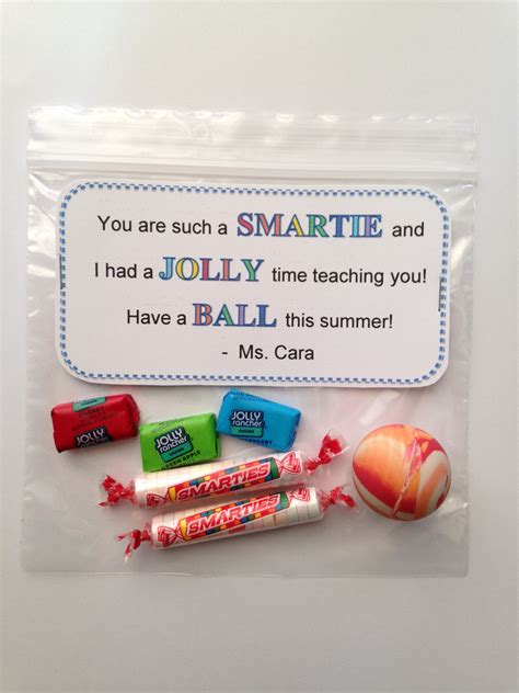 Goodbye gift to students at the end of the school year. Smarties, Jolly ...