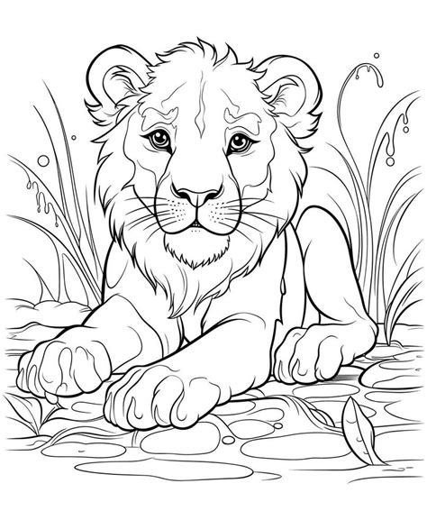 realistic lion coloring pages 27799104 Vector Art at Vecteezy