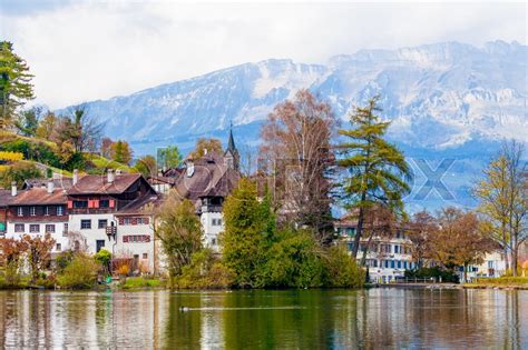 Lake in Switzerland. Buchs, ... | Stock image | Colourbox