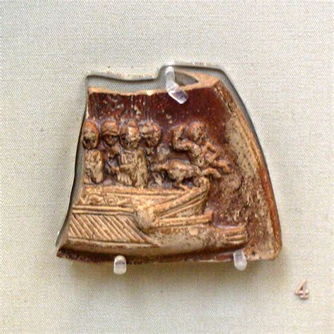 Lamp fragment depicting a warship with centaur ornament an… | Flickr