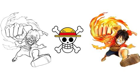 Drawing Monkey D. Luffy Straw Hat Pirates - One Piece - YouTube