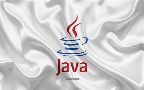 Java logo, white silk texture, Java emblem, programming language, Java ...