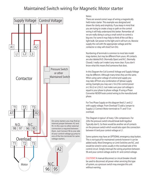 Contactor Overload Maintained Switch wiring for Magnetic Motor