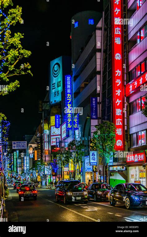 TOKYO, JAPAN, JANUARY- 2019 - Urban street night scene at shinjuku ...