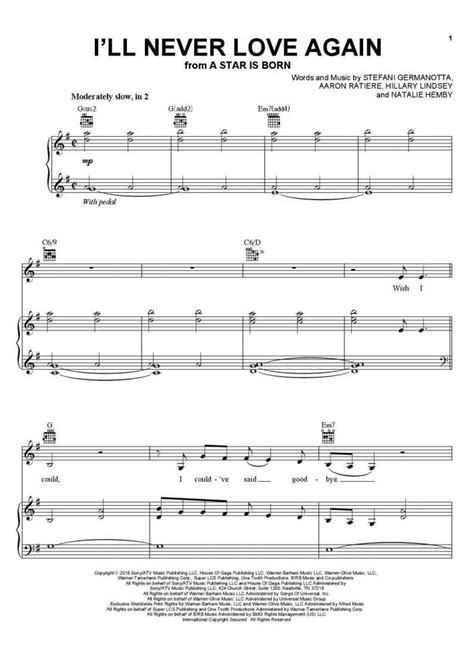 I'll Never Love Again Piano Sheet Music | OnlinePianist