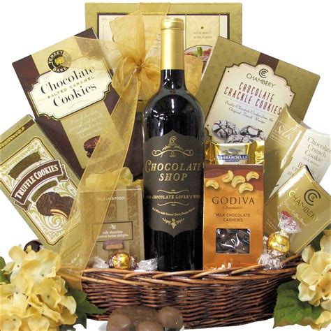 Chocolate Haven: Red Wine Gift Basket - Gift Baskets for Delivery