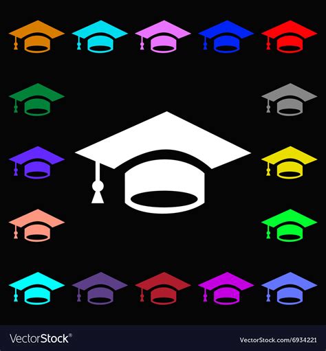 Graduation icon sign lots colorful symbols Vector Image