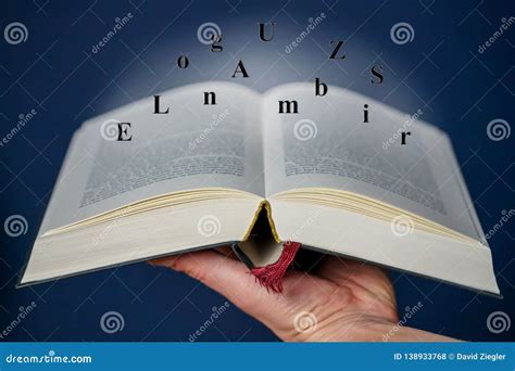 Letters Coming Out of an Open Book Stock Photo - Image of cover, page ...