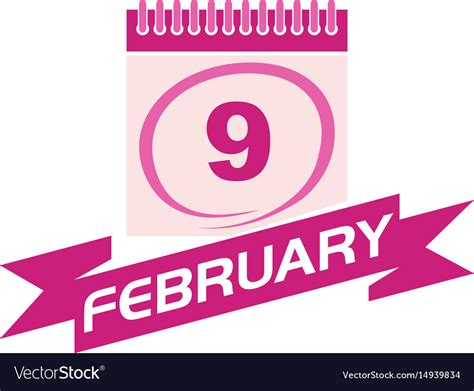 9 february calendar with ribbon Royalty Free Vector Image