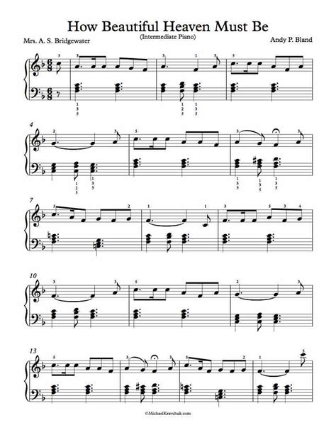 Free Piano Arrangement Sheet Music – How Beautiful Heaven Must Be – Michael Kravchuk