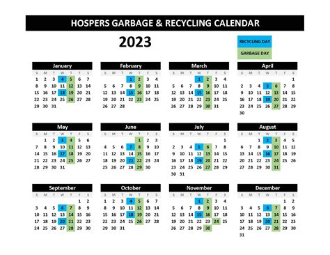 2023 Garbage & Recycling Calendar | Hospers Iowa